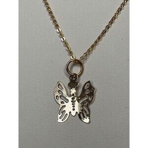 14k 🌟Yellow Gold Butterfly Pendant & 585 Chain Necklace Real Gold 1.15g